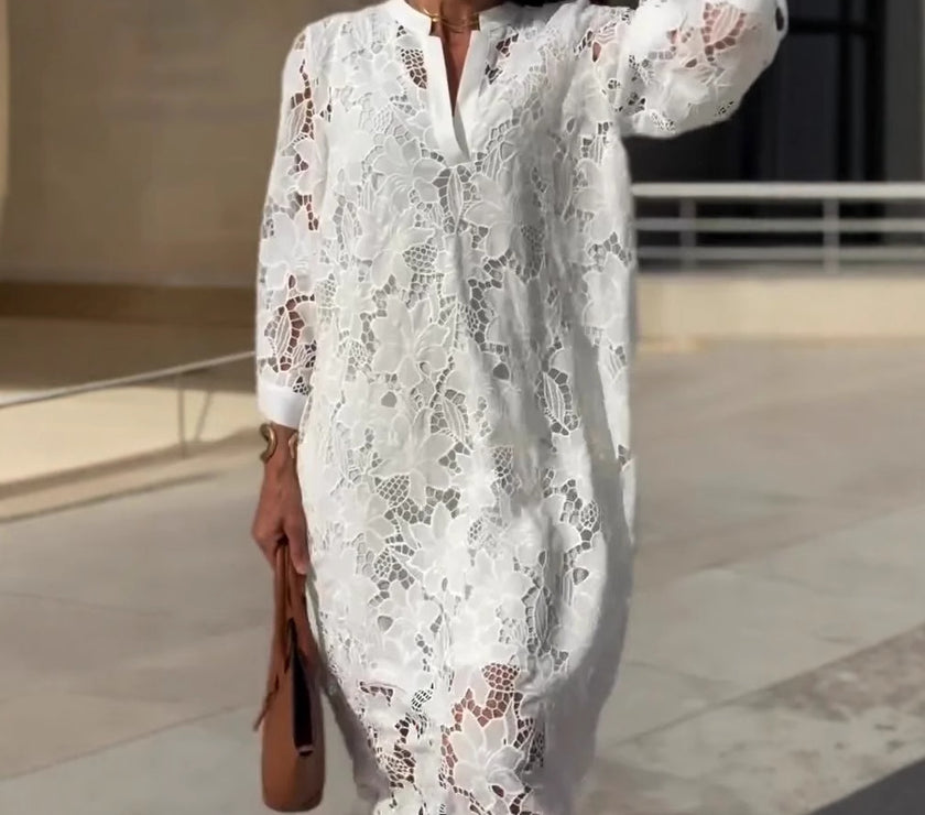 Casual Loose Lace V-neck Dress