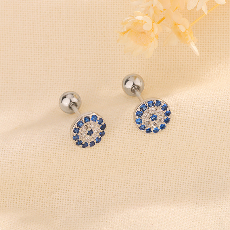 Evil Eyes Ear Studs Creative Micro Inlaid Zircon Blue Eye Earrings