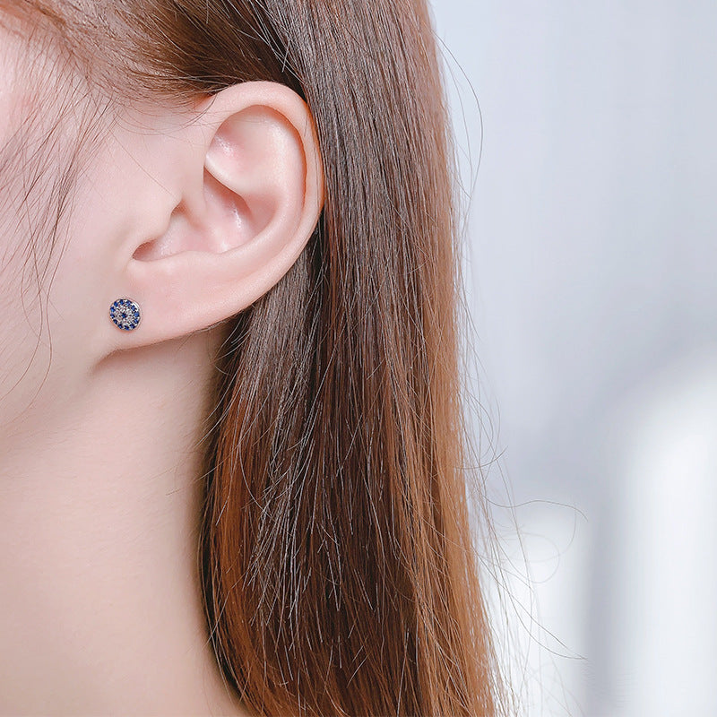 Evil Eyes Ear Studs Creative Micro Inlaid Zircon Blue Eye Earrings