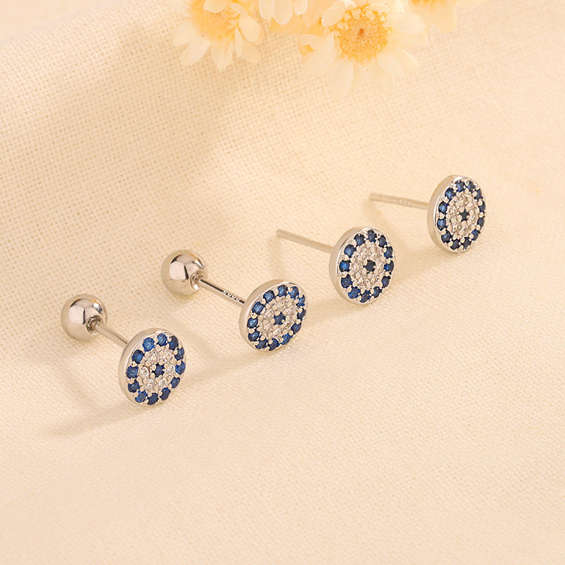 Evil Eyes Ear Studs Creative Micro Inlaid Zircon Blue Eye Earrings