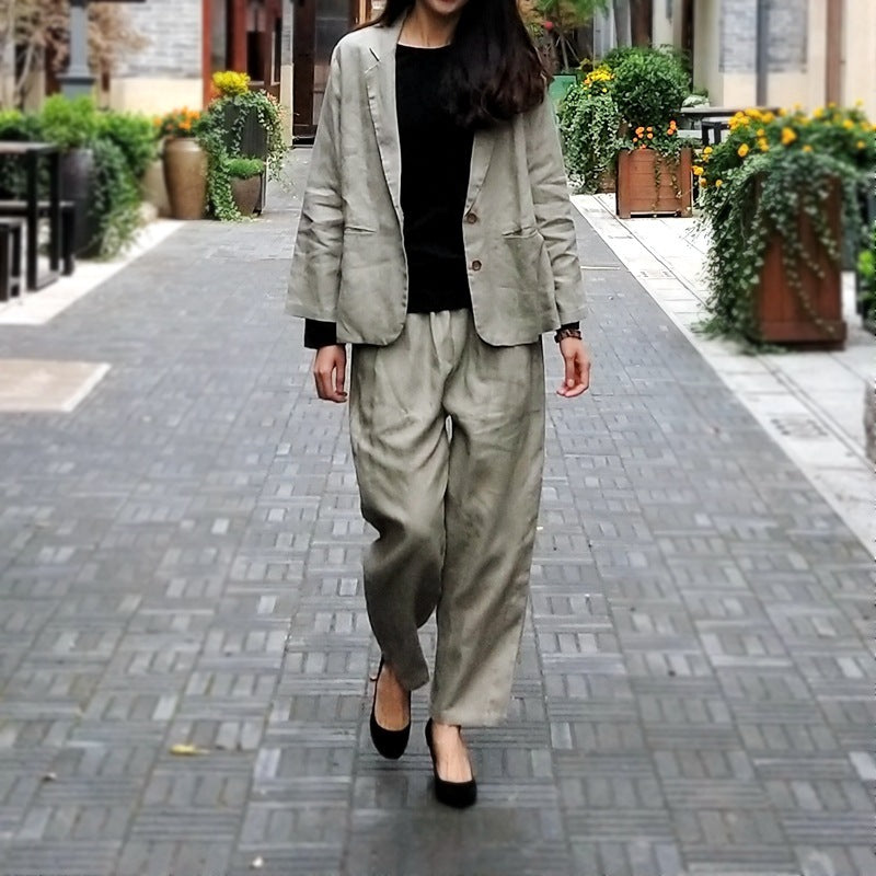 Ladies Fashion Linen Casual Professional Suits