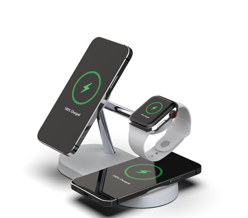 Multifunctional Five-In-One Magnetic Wireless Charging Watch Headset Desktop Mobile Phone Holder Charger 15W Fast Charge