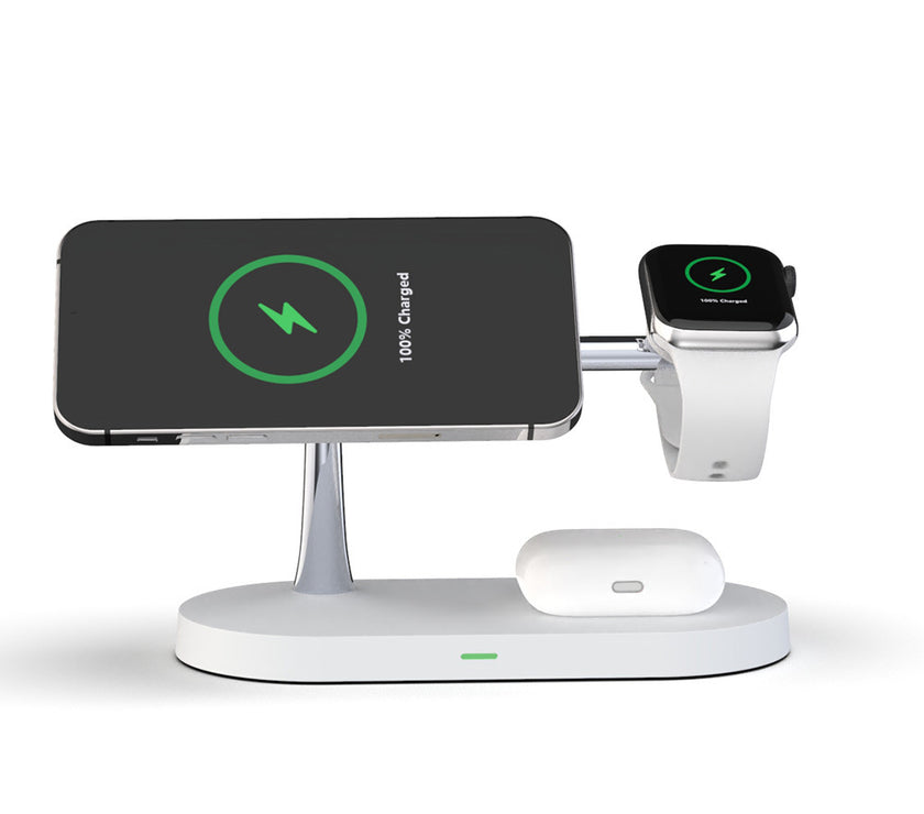 Multifunctional Five-In-One Magnetic Wireless Charging Watch Headset Desktop Mobile Phone Holder Charger 15W Fast Charge