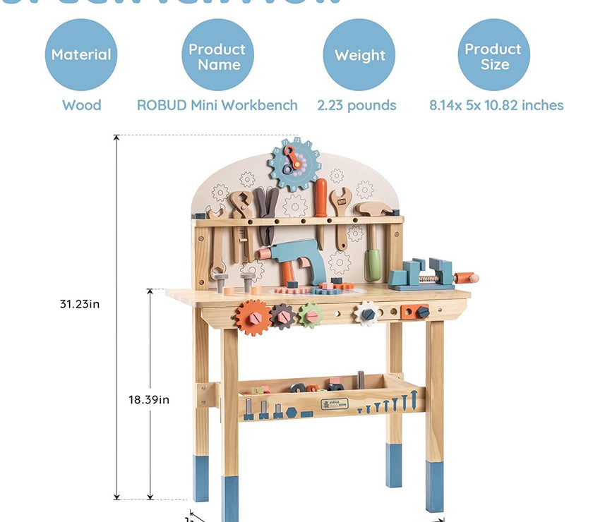 ROBOTIME Workbench Play Set Toddlers Kids Pretend Tool Bench Toy Workshop Toys