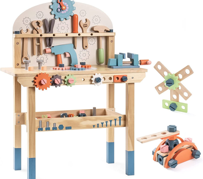 ROBOTIME Workbench Play Set Toddlers Kids Pretend Tool Bench Toy Workshop Toys