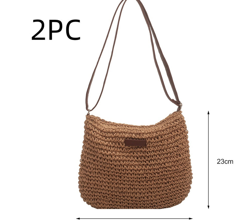 Niche Design Vacation Straw Tote Bag