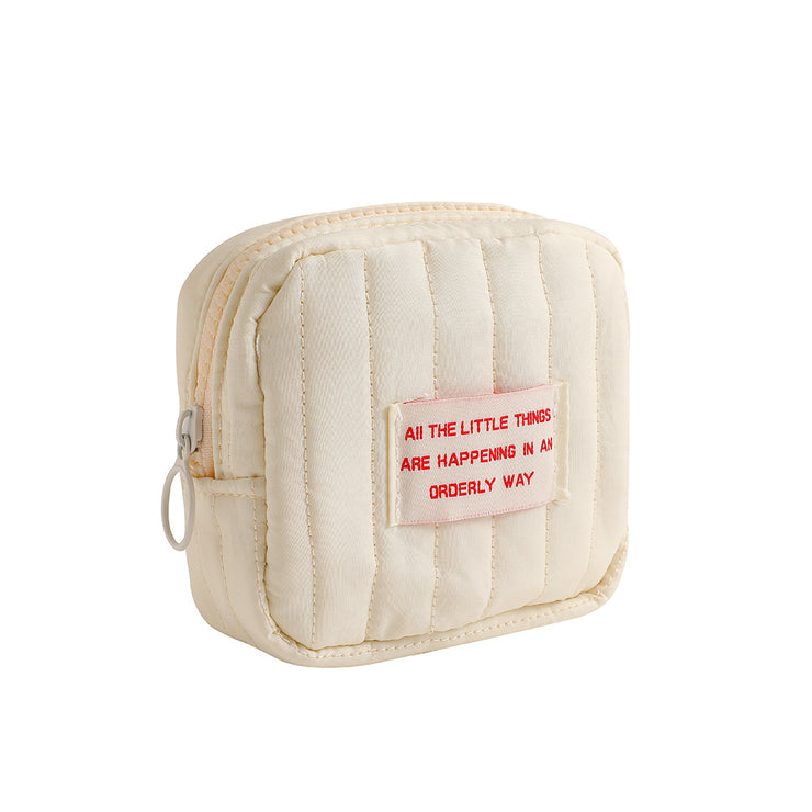 Korean-style Minimalist Square Small Makeup Bag, Student Niche Earphone Coin Purse, Girl's Portable Lipstick Storage Bag