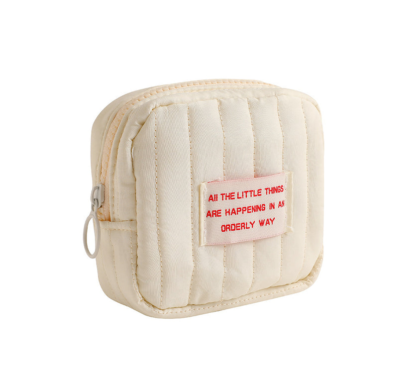 Korean-style Minimalist Square Small Makeup Bag, Student Niche Earphone Coin Purse, Girl's Portable Lipstick Storage Bag