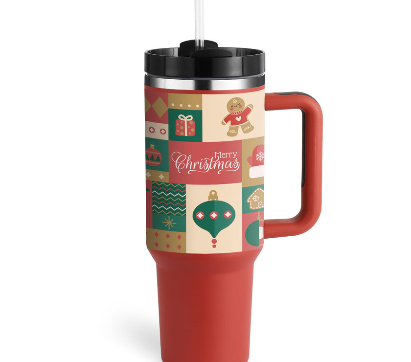 40 Oz Tumbler With Handle Straw Insulated, Stainless Steel Spill Proof Vacuum Coffee Cup Tumbler With Lid Tapered Mug Gifts For Valentine Lover Suitable For Car Gym Office Travel
