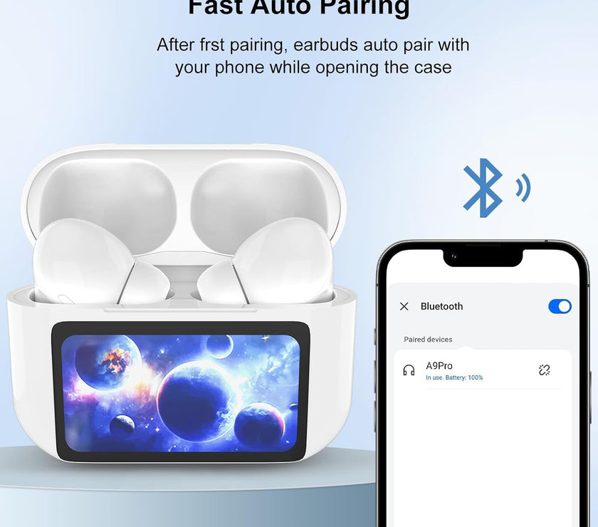 Wireless Earbuds, 5.4 Bluetooth Headphones With Touch Screen Ear Buds, ANC ENC Noise Cancelling Earbuds Headphones With Microphone, Wireless Bluetooth In Ear Earphones For Android IOS Phones