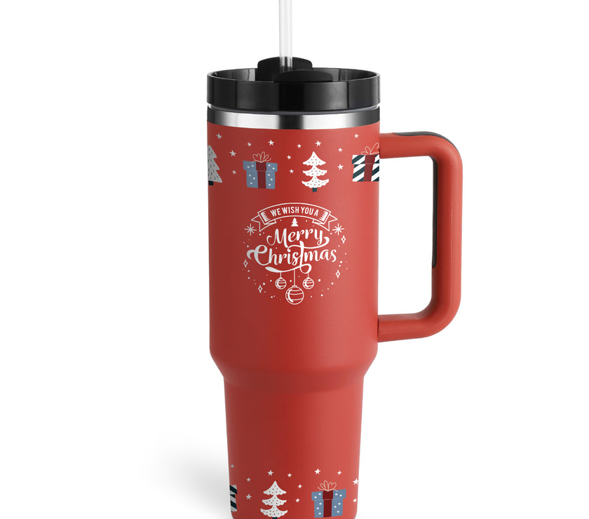40 Oz Tumbler With Handle Straw Insulated, Stainless Steel Spill Proof Vacuum Coffee Cup Tumbler With Lid Tapered Mug Gifts For Valentine Lover Suitable For Car Gym Office Travel