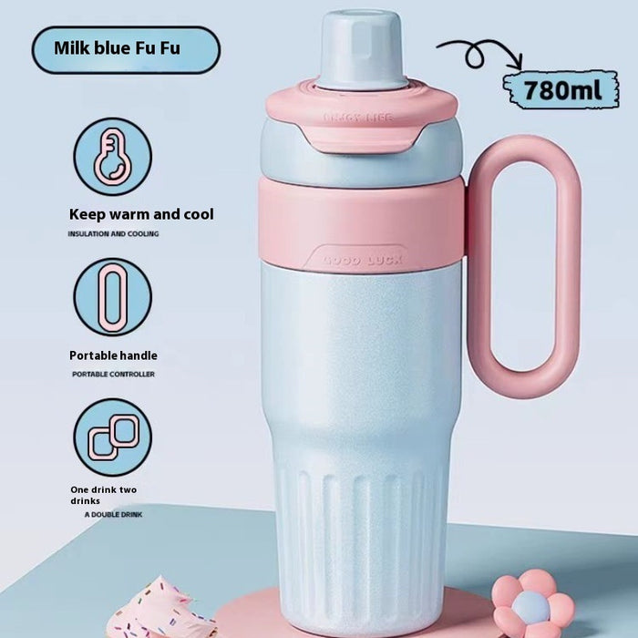 780ml Gradient Double Drink Thermal Cup Stainless Steel With Lid Coffee Cup Thermos Large Capacity Straw Cup For Male And Female