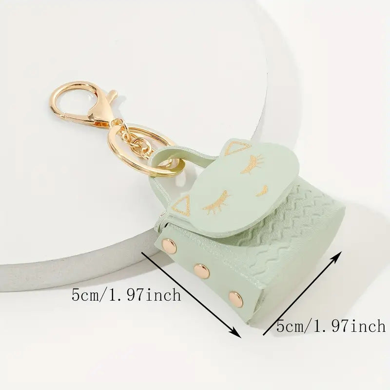 Cute Cat Mini Pu Storage Coin Purse Keychain Pendant