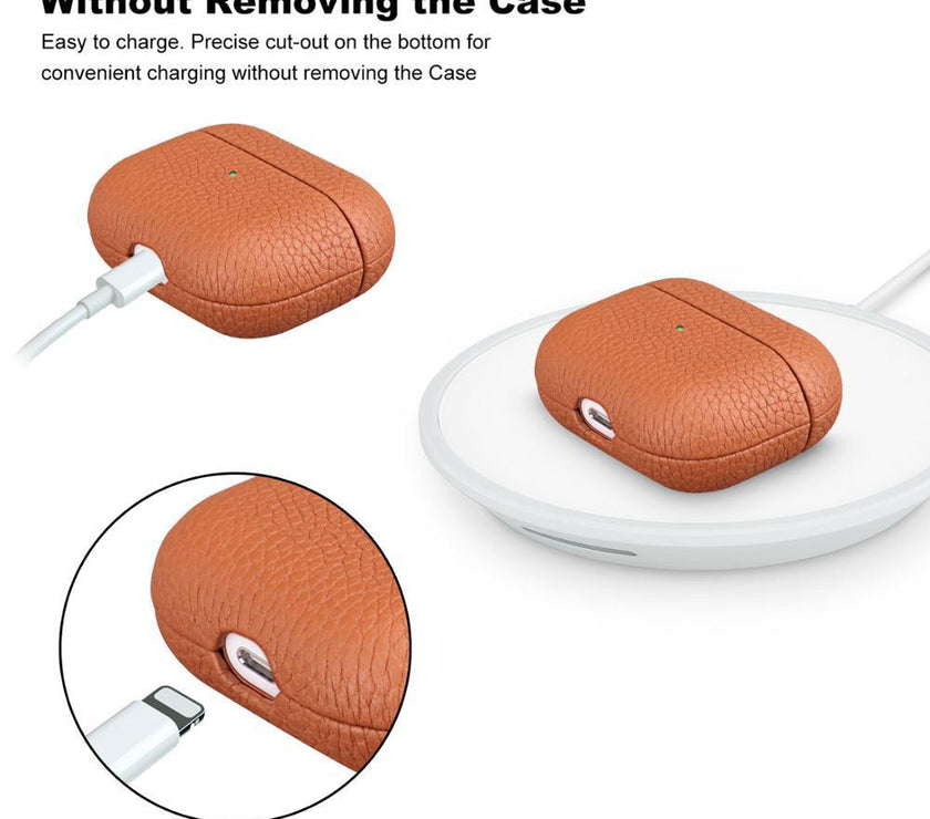 Portable Leather Litchi Pattern Bluetooth Earbuds Case