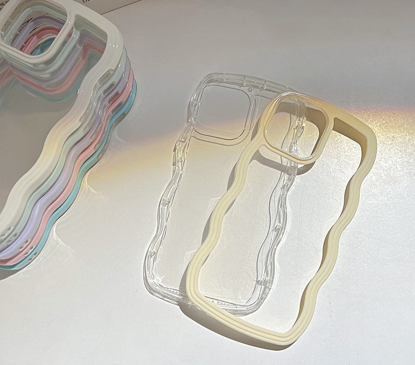 Wave Border Mobile Phone Case Solid Color Simple Candy Color