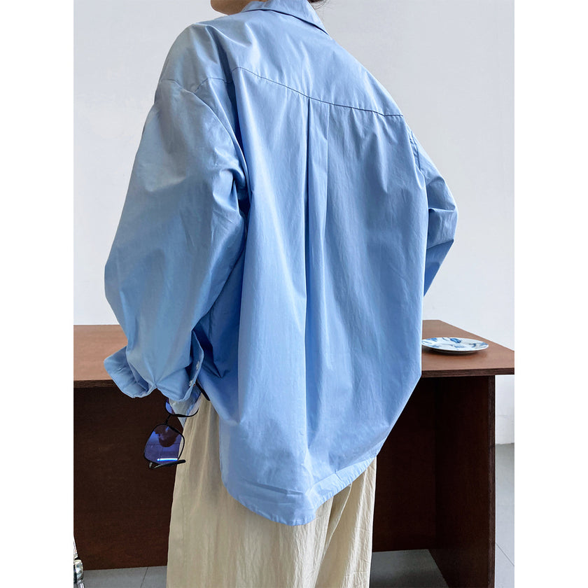 French Casual Simple Solid Color Shirt For Women