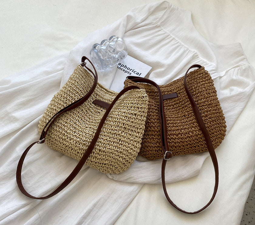 Niche Design Vacation Straw Tote Bag