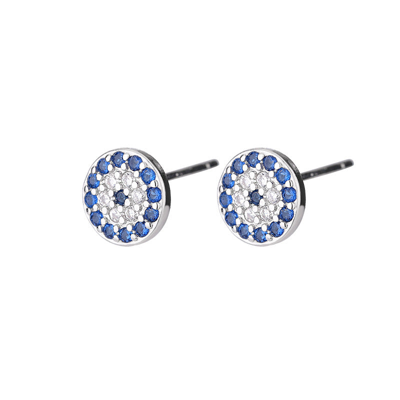 Evil Eyes Ear Studs Creative Micro Inlaid Zircon Blue Eye Earrings