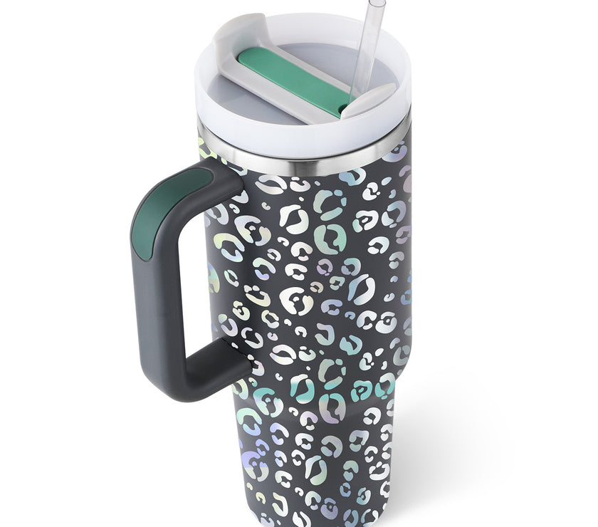 40 Oz Tumbler With Handle Straw Insulated, Stainless Steel Spill Proof Vacuum Coffee Cup Tumbler With Lid Tapered Mug Gifts For Valentine Lover Suitable For Car Gym Office Travel