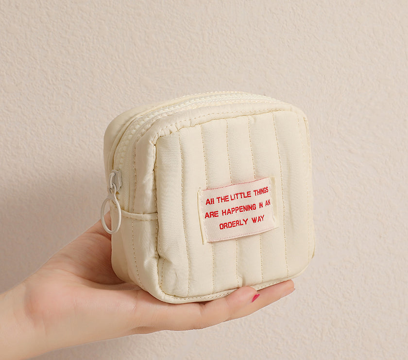 Korean-style Minimalist Square Small Makeup Bag, Student Niche Earphone Coin Purse, Girl's Portable Lipstick Storage Bag