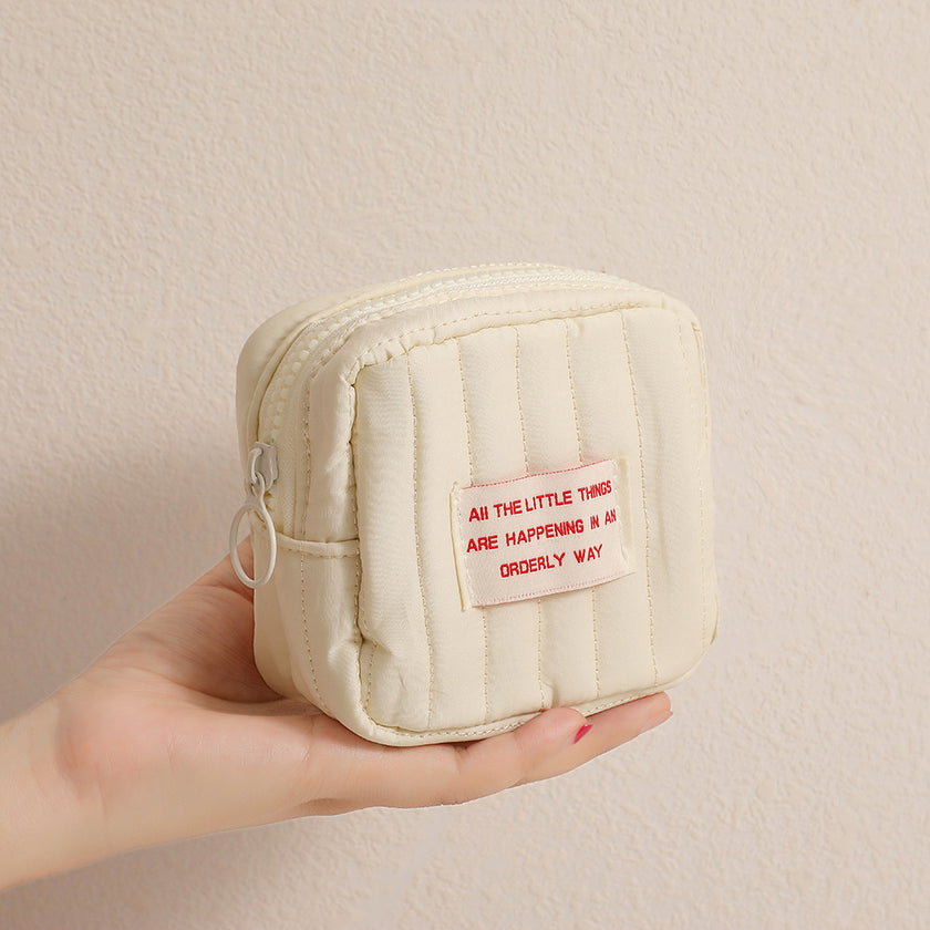 Korean-style Minimalist Square Small Makeup Bag, Student Niche Earphone Coin Purse, Girl's Portable Lipstick Storage Bag