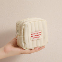 Korean-style Minimalist Square Small Makeup Bag, Student Niche Earphone Coin Purse, Girl's Portable Lipstick Storage Bag