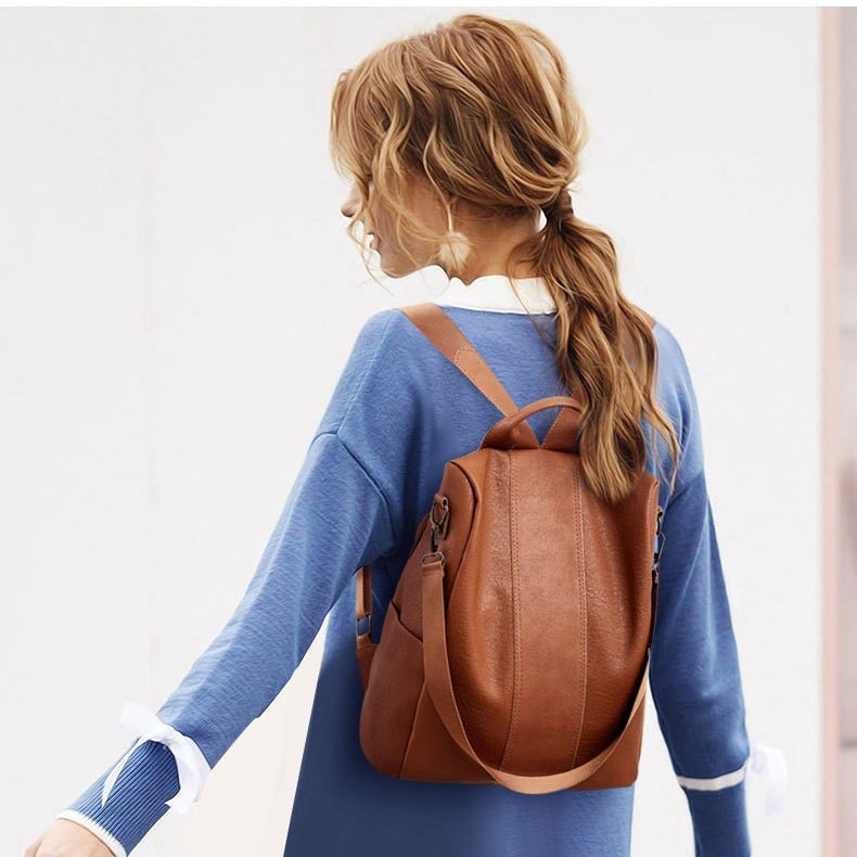 Women’s Solid Color Large Capacity Backpack