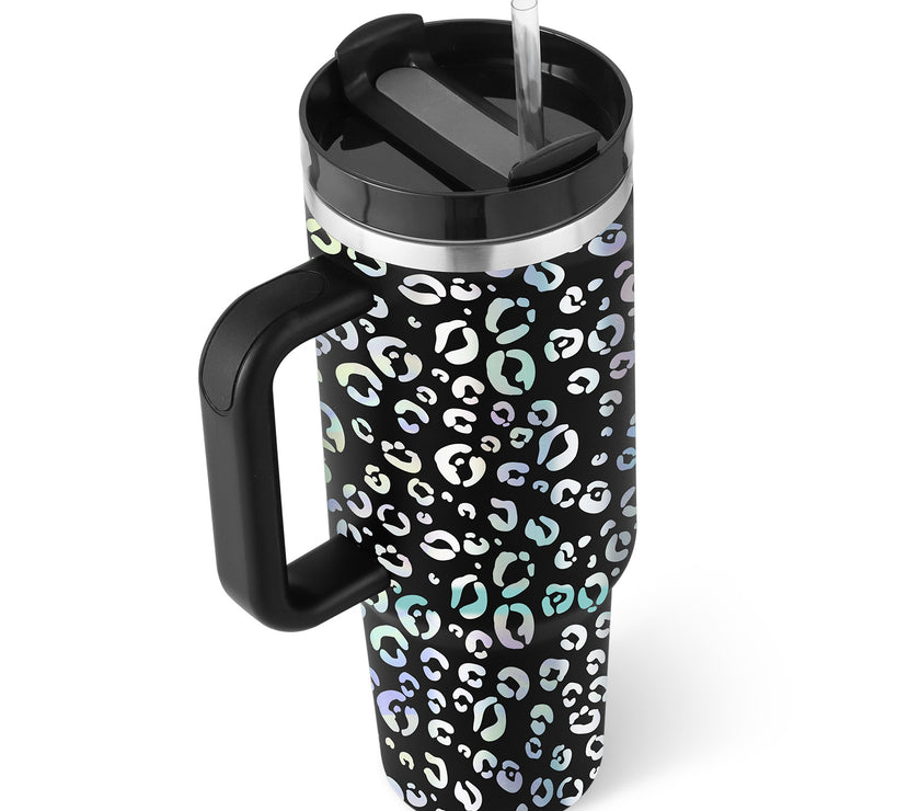 40 Oz Tumbler With Handle Straw Insulated, Stainless Steel Spill Proof Vacuum Coffee Cup Tumbler With Lid Tapered Mug Gifts For Valentine Lover Suitable For Car Gym Office Travel