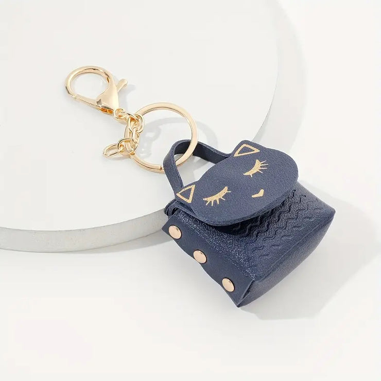 Cute Cat Mini Pu Storage Coin Purse Keychain Pendant