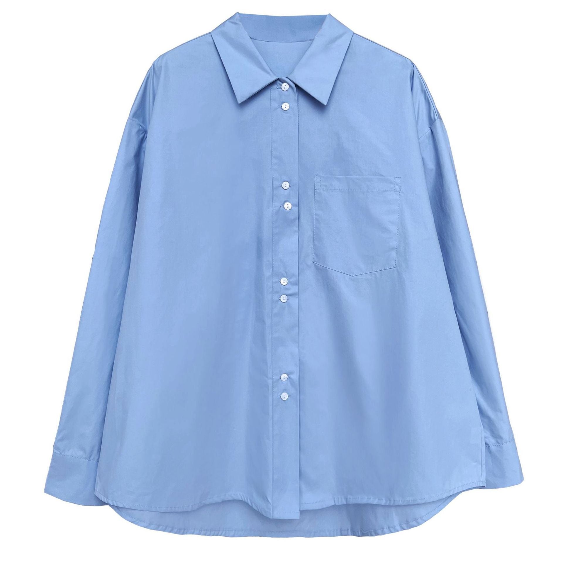 French Casual Simple Solid Color Shirt For Women