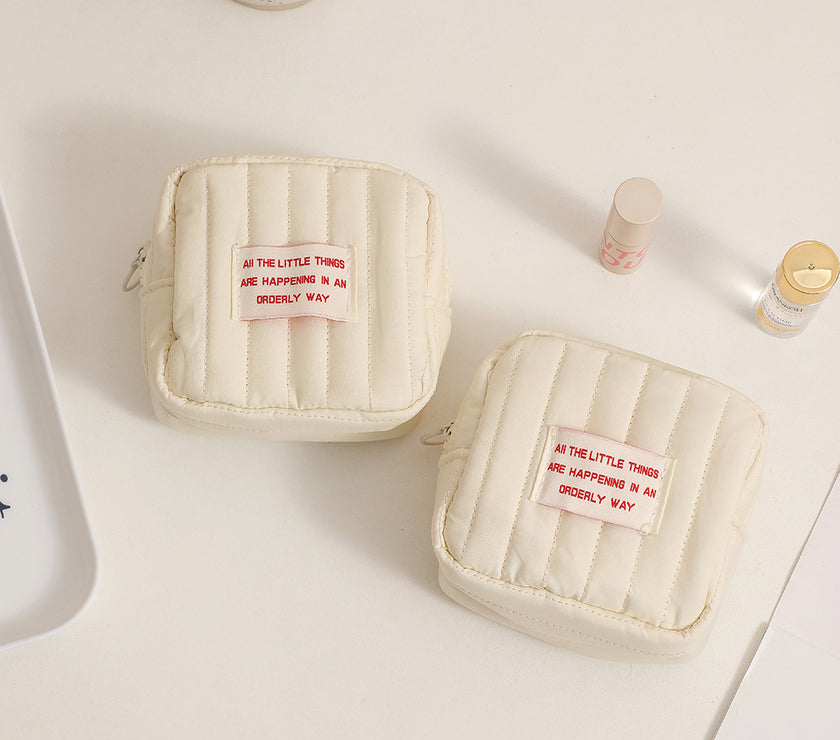 Korean-style Minimalist Square Small Makeup Bag, Student Niche Earphone Coin Purse, Girl's Portable Lipstick Storage Bag