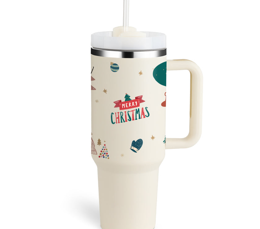 40 Oz Tumbler With Handle Straw Insulated, Stainless Steel Spill Proof Vacuum Coffee Cup Tumbler With Lid Tapered Mug Gifts For Valentine Lover Suitable For Car Gym Office Travel