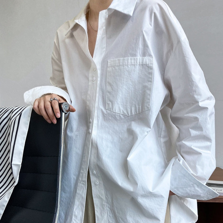 French Casual Simple Solid Color Shirt For Women