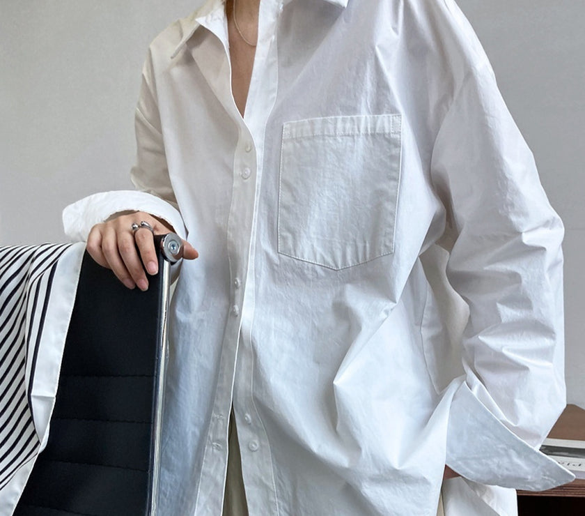 French Casual Simple Solid Color Shirt For Women
