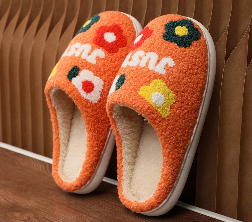 Lady's Flower Slippers Indoor Soft Bottom Cotton Slippers
