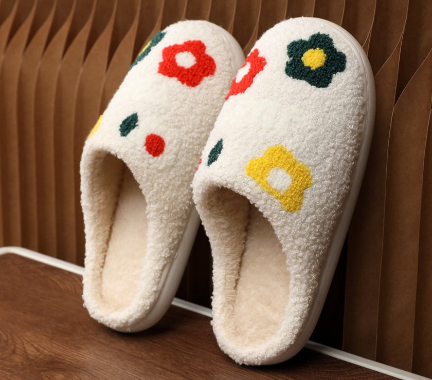 Lady's Flower Slippers Indoor Soft Bottom Cotton Slippers
