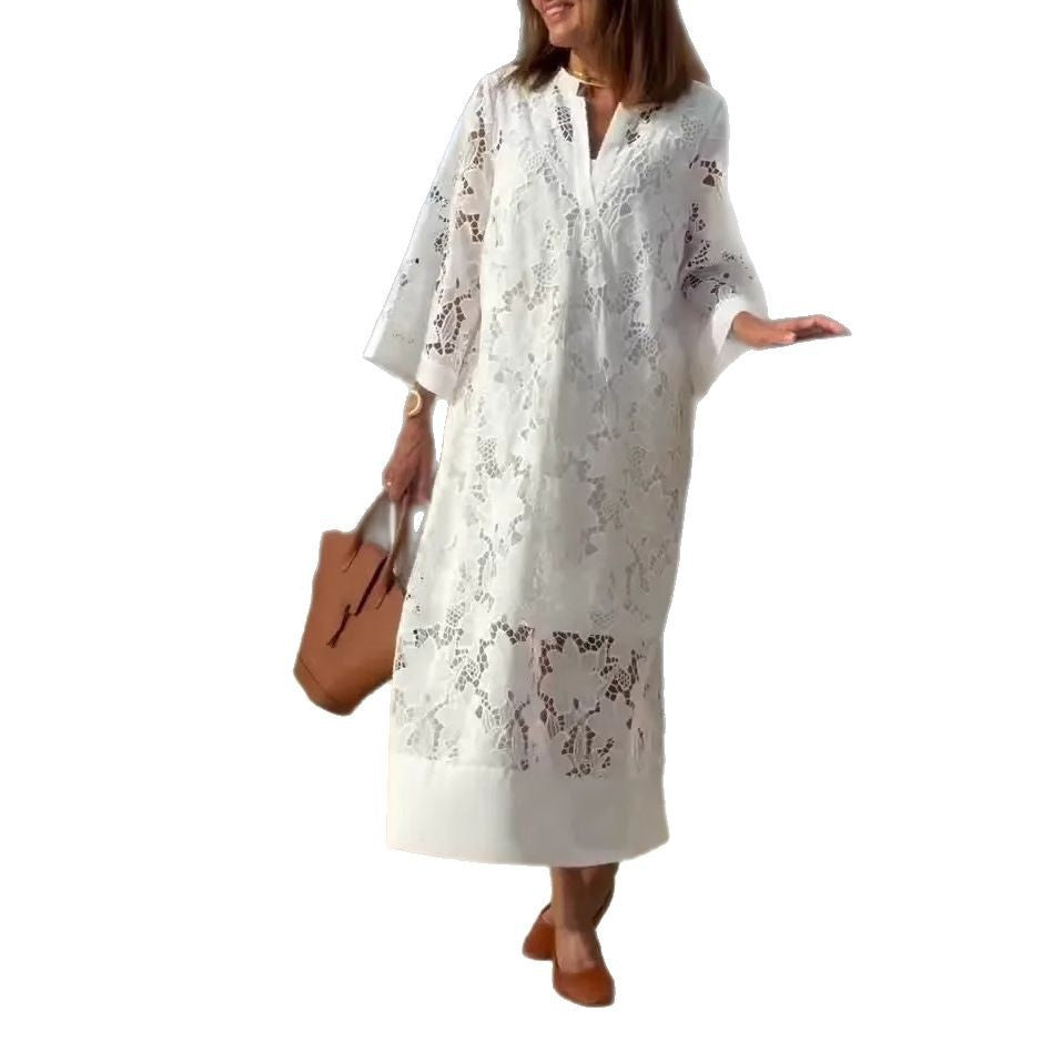 Casual Loose Lace V-neck Dress