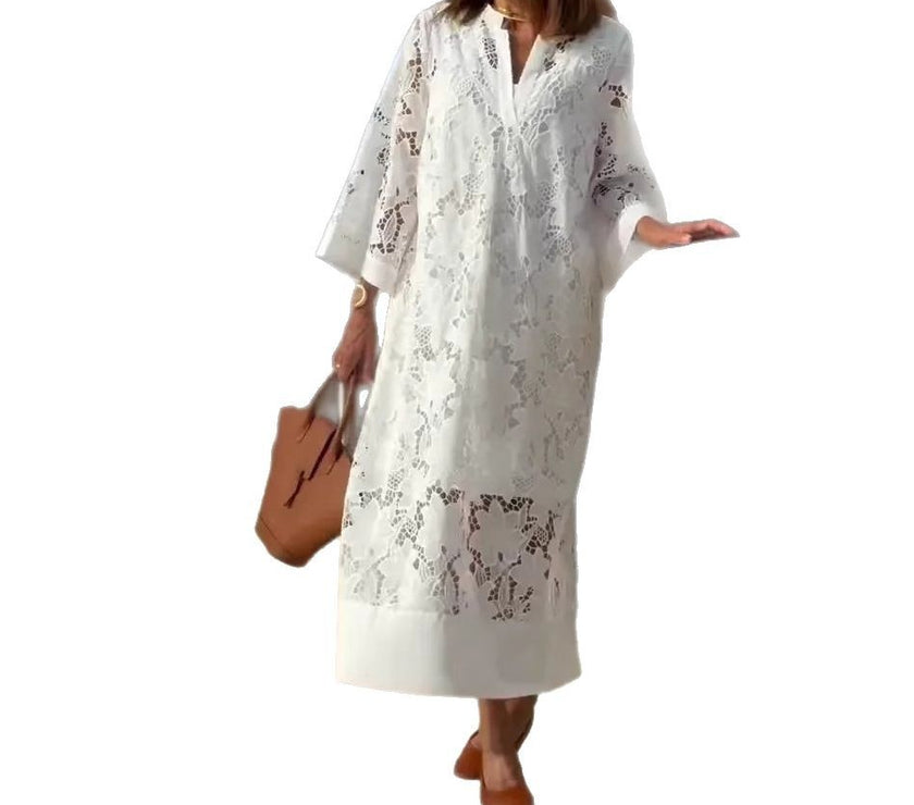 Casual Loose Lace V-neck Dress