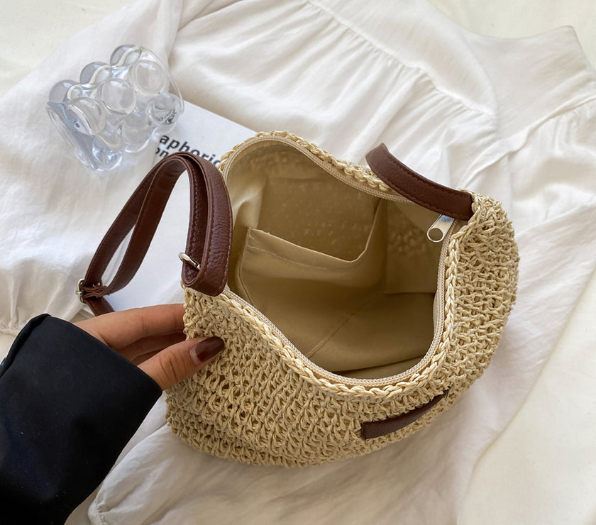 Niche Design Vacation Straw Tote Bag