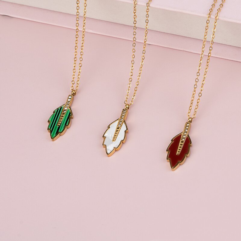 Leaf Enamel Necklace Light Luxury High-grade Exquisite