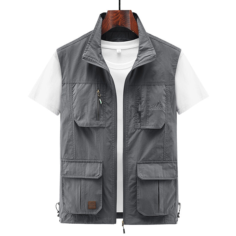 Men's Thin Outdoor Leisure Multi-pocket Mesh Vest