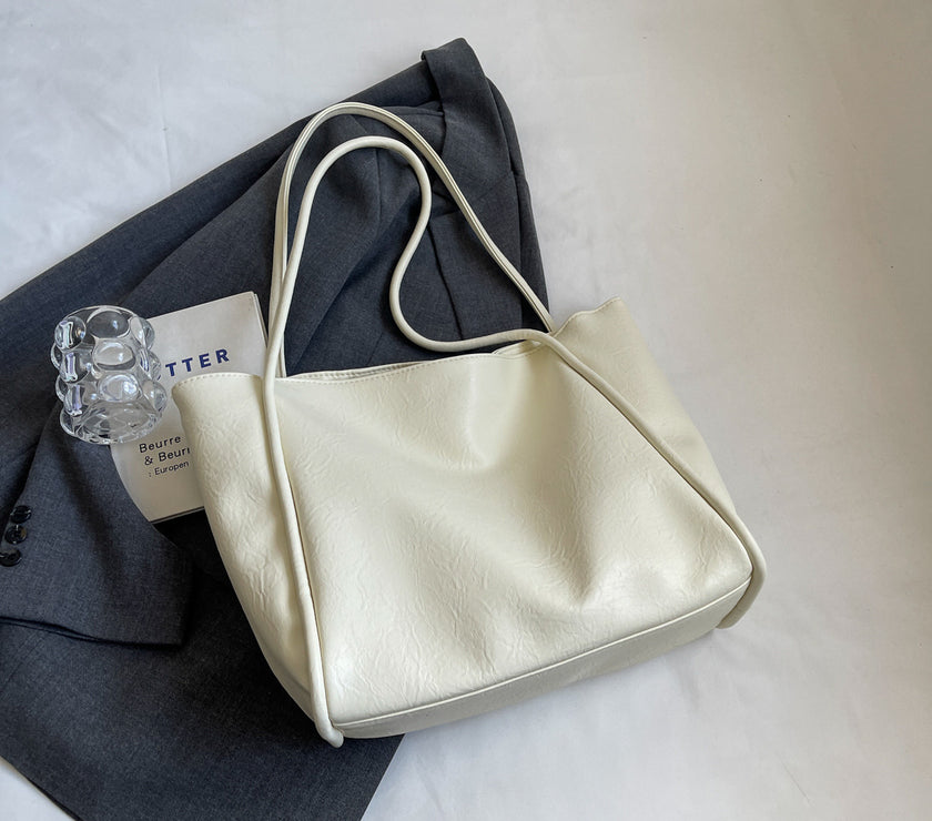Soft Leather Shoulder Bag Large Capacity Commuter Totes Shopping Travel Bags For Women