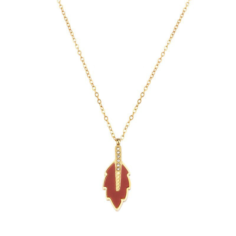 Leaf Enamel Necklace Light Luxury High-grade Exquisite