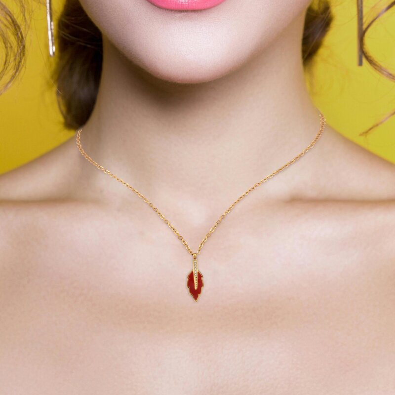 Leaf Enamel Necklace Light Luxury High-grade Exquisite