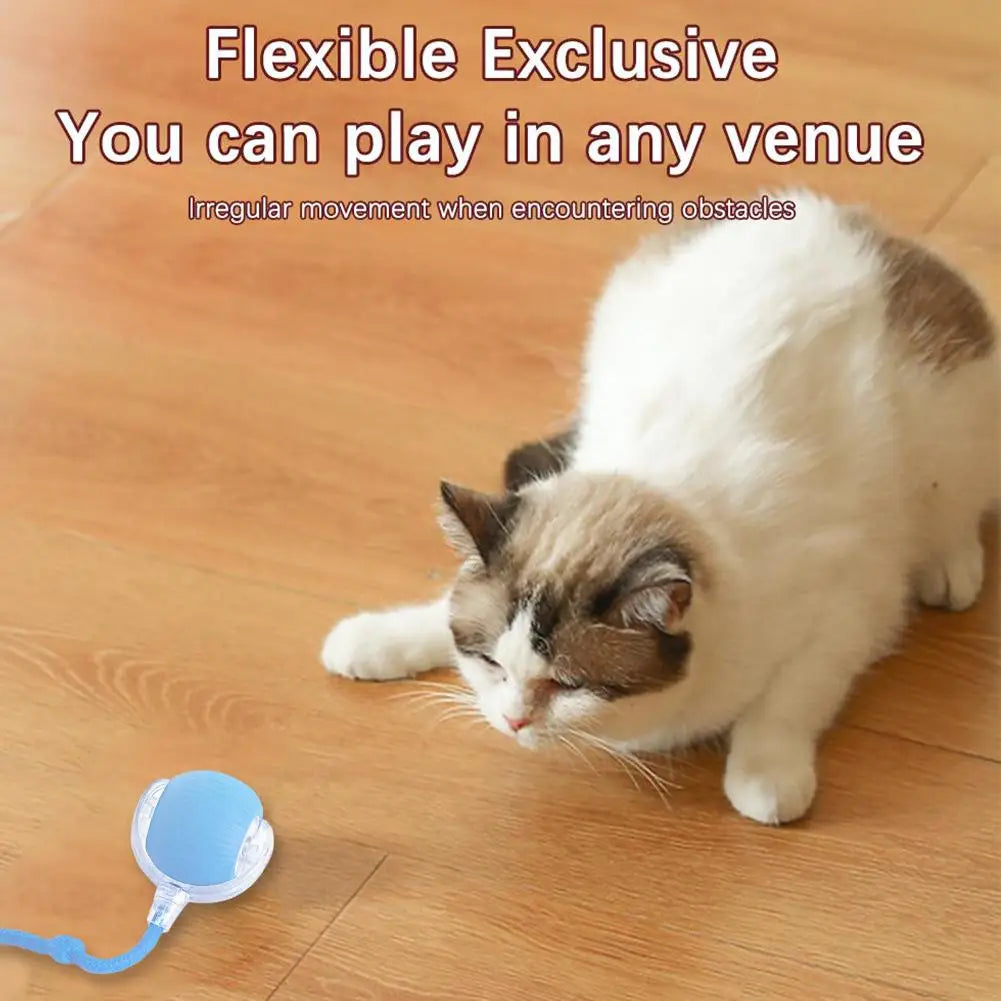 Electric Cat Ball Toys Automatic Rolling Ball Faux Tail Rechargeable