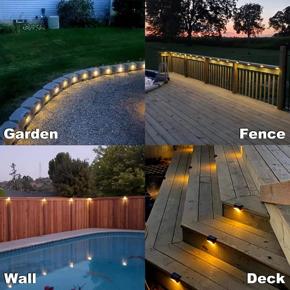 Solar Deck Lights 6 PacK Outdoor Step Lights Waterproof Led Solar Lamp