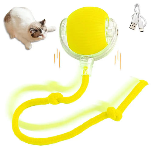 Electric Cat Ball Toys Automatic Rolling Ball Faux Tail Rechargeable