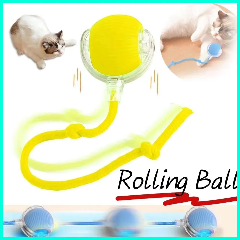 Electric Cat Ball Toys Automatic Rolling Ball Faux Tail Rechargeable
