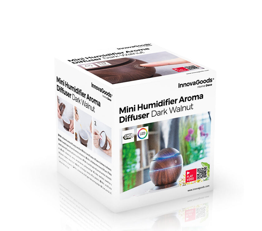 Mini Humidifier Scent Diffuser Dark Walnut InnovaGoods