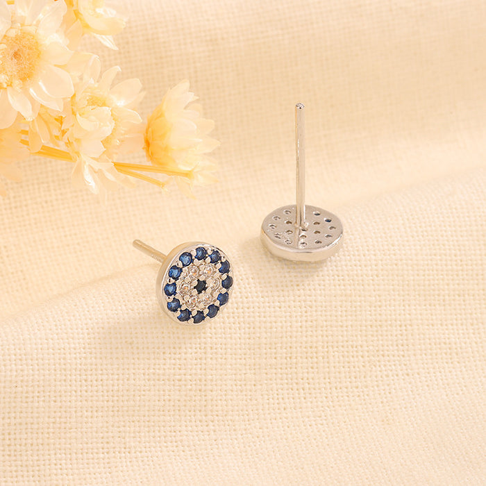 Evil Eyes Ear Studs Creative Micro Inlaid Zircon Blue Eye Earrings